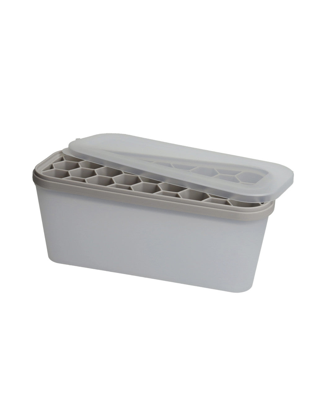 STAMPO PER CUBETTI GHIACCIO CON CONTENITORE TRASPARENTE SILICONE