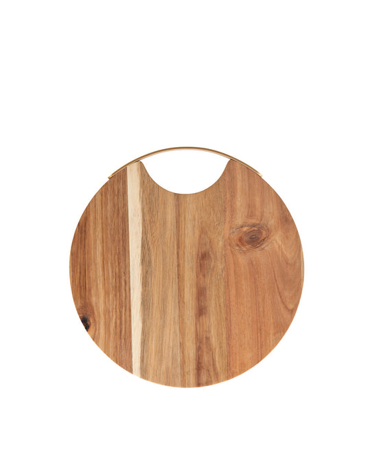TAGLIERE ACACIA C/MANICO ORO METAL