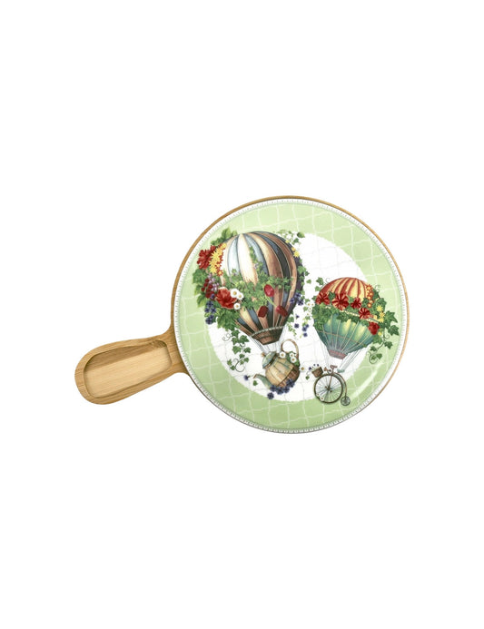 TAGLIERE WONDERLAND PORCELLANA/BAMBOO CON COLTELLO FORMAGGIO INOX - BRANDANI