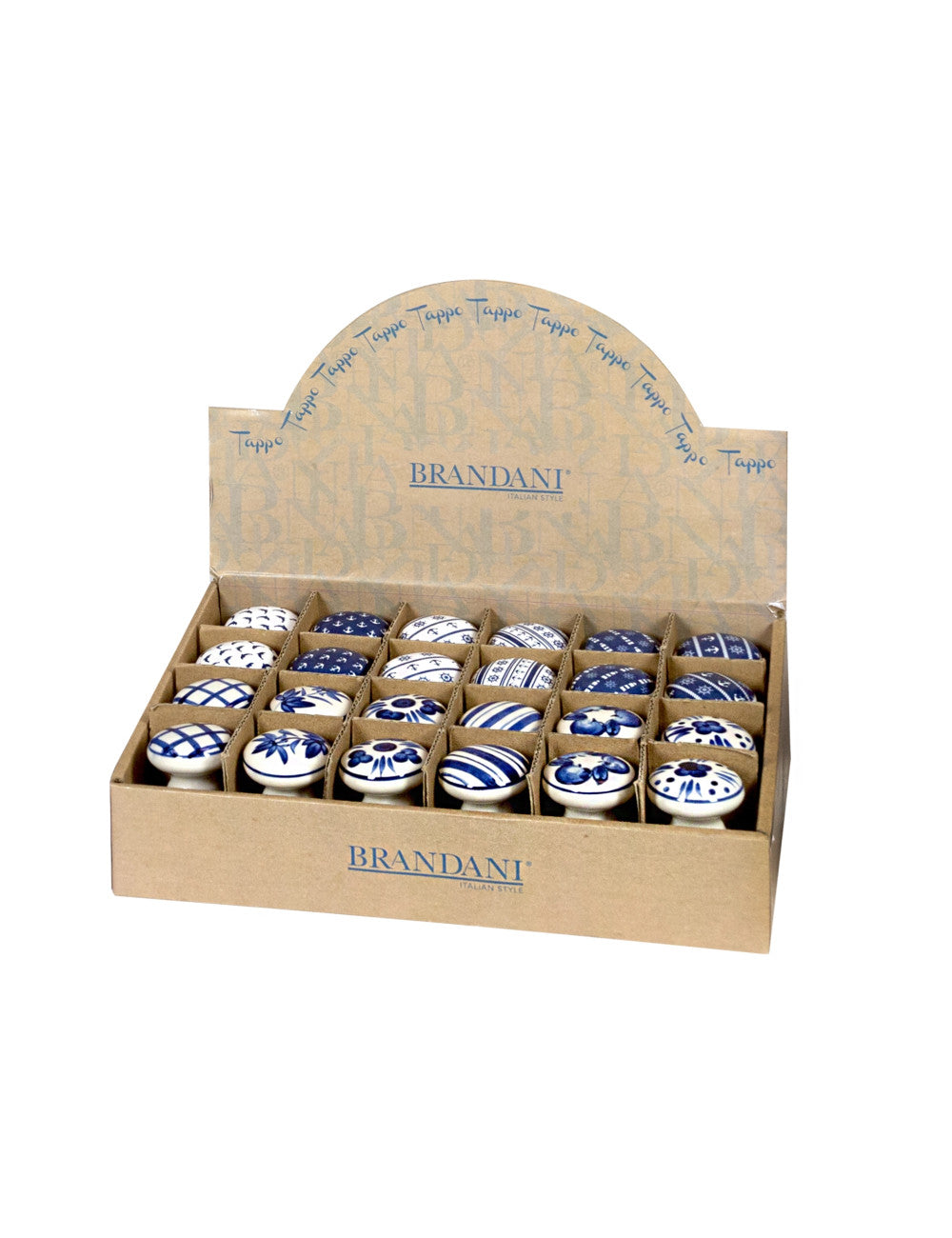 TAPPO DECORI BLU ASSORTITI CERAMICA/SUGHERO DISPLAY 24 PZ