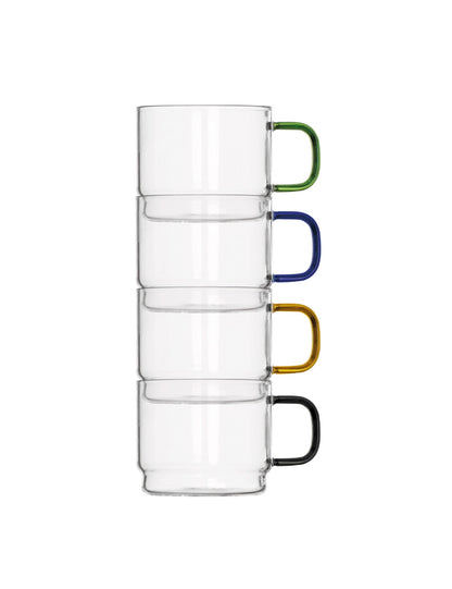 TAZZA BRIDGE IMPILABILE COLORI ASSORTITI SET 4 PZ VETRO
