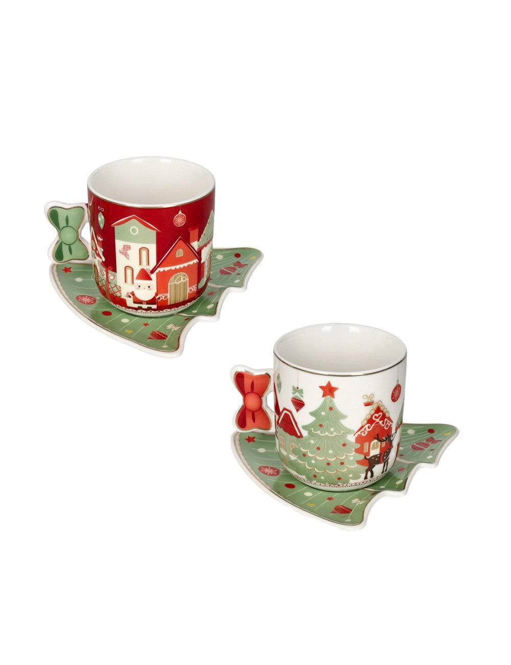 TAZZA VILLAGGIO IN FESTA SET 2 PZ NEW BONE CHINA - BRANDANI