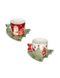 TAZZA VILLAGGIO IN FESTA SET 2 PZ NEW BONE CHINA - BRANDANI