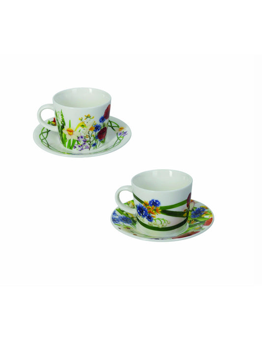 TAZZINA CAFFE' FIORI DI CAMPO SET 2 PEZZI NEW BONE CHINA