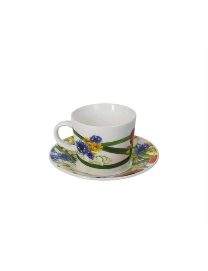 TAZZINA CAFFE' FIORI DI CAMPO SET 2 PEZZI NEW BONE CHINA