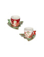 TAZZINA CAFFE VILLAGGIO IN FESTA SET 2 PZ NEW BONE CHINA - BRANDANI