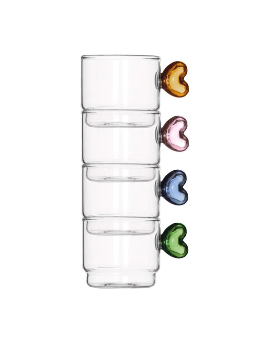 TAZZINA CUORE IMPILABILE COLORI ASSORTITI SET 4 PZ VETRO BRANDANI