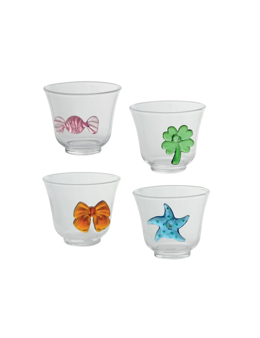 TAZZINA DECORI E COLORI ASSORTITI SET 4 PZ VETRO - BRANDANI