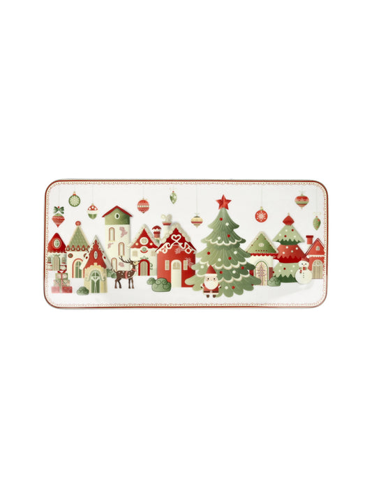 VASSOIO RETTANGOLARE VILLAGGIO IN FESTA NEW BONE CHINA - BRANDANI